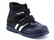 121-2,12,9 Тотто (Totto), ботинки детские утепленные ортопедические профилактические, кожа, нубук, синий, белый. в Уфе