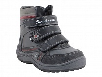 А43-037 Сурсил (Sursil-Ortho), ботинки детские ортопедические с высоким берцем, зимние, натуральный мех, кожа, черный, красный в Уфе