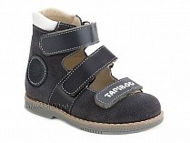 25007-02-10 Тапибу (Tapiboo), туфли детские ортопедические с высоким берцем, замша, кожа, скат, серый, черный в Уфе