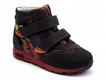 092-11 Бос (Bos), ботинки детские ортопедические профилактические, не утепленные, кожа, нубук, черный, красный в Уфе