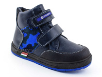 35124Б ШагоВита (Shagovita), ботинки детские демисезонные ортопедические профилактические, кожа, байка, черный, синий в Уфе