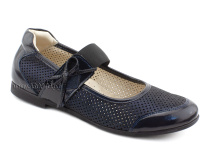 0015-500-0076 (37-40) Джойшуз (Djoyshoes), туфли Подростковые ортопедические профилактические, кожа перфорированная, темно-синий  в Уфе