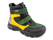 088-111-282-450 (31-36) Джойшуз (Djoyshoes) ботинки детские зимние мембранные ортопедические профилактические, натуральный мех, мембрана, нубук, кожа, черный, желтый, зеленый в Уфе
