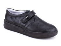 30024-701 Тотто (Totto), туфли школьные ортопедические профилактические перфорированная, кожа, чёрный в Уфе