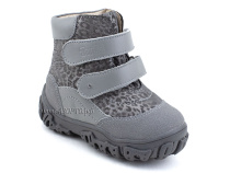 520-11 (21-26) Твики (Twiki) ботинки детские зимние ортопедические профилактические, кожа, натуральный мех, серый, леопард в Уфе