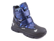 2542-25МК (37-40) Миниколор (Minicolor), ботинки зимние подростковые ортопедические профилактические, мембрана, кожа, натуральный мех, синий, черный в Уфе