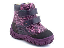 520-8 (21-26) Твики (Twiki) ботинки детские зимние ортопедические профилактические, кожа, натуральный мех, розовый, фиолетовый в Уфе
