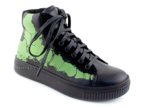 55317Б ШагоВита (Shagovita), ботинки детские  профилактические, кожа, байка, черный, зеленый в Уфе