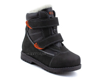 151-13   Бос(Bos), ботинки детские зимние профилактические, натуральная шерсть, кожа, нубук, черный, оранжевый в Уфе