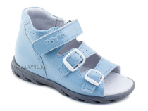 0313-9-603 Тотто (Totto), сандалии детские открытые ортопедические профилактические, кожа, голубой в Уфе