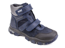 0034-600-194-687-213 (31-36) Джойшуз (Djoyshoes) ботинки детские зимние ортопедические профилактические, натуральный мех, кожа, темно-синий, черный в Уфе