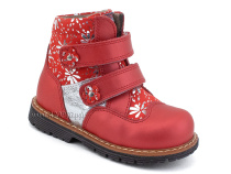 2031-13 Миниколор (Minicolor), ботинки детские ортопедические профилактические утеплённые, кожа, байка, красный в Уфе