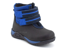 19-583-4 Скороход (Skorohod), ботинки демисезонные утепленные, байка, гидрофобная кожа, синий, чёрный в Уфе