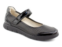 0026-178-043 (37-40) Джойшуз (Djoyshoes), туфли подростковые ортопедические профилактические, кожа перфорированная, черный  в Уфе