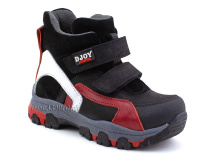 026-111-214-422-01-143 (26-30) Джойшуз (Djoyshoes) ботинки детские ортопедические профилактические утеплённые, замша, велюр, кожа, черный, красный, белый в Уфе